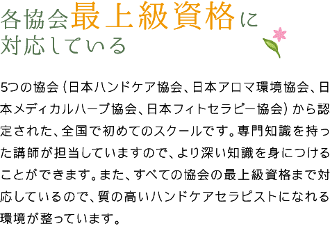 各協会最上級資格に対応している